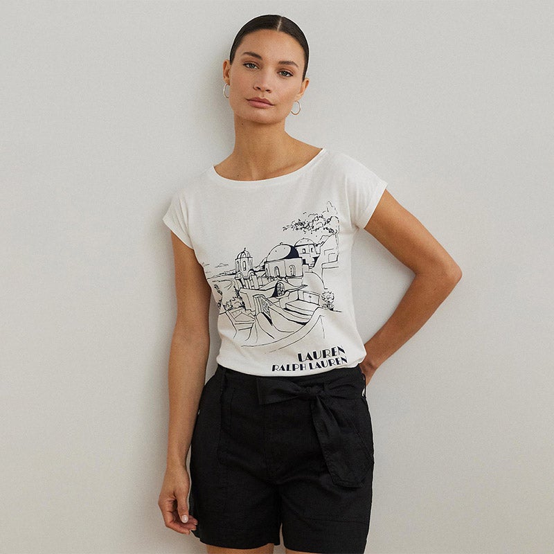 コットンブレンド ジャージー グラフィック Tシャツ