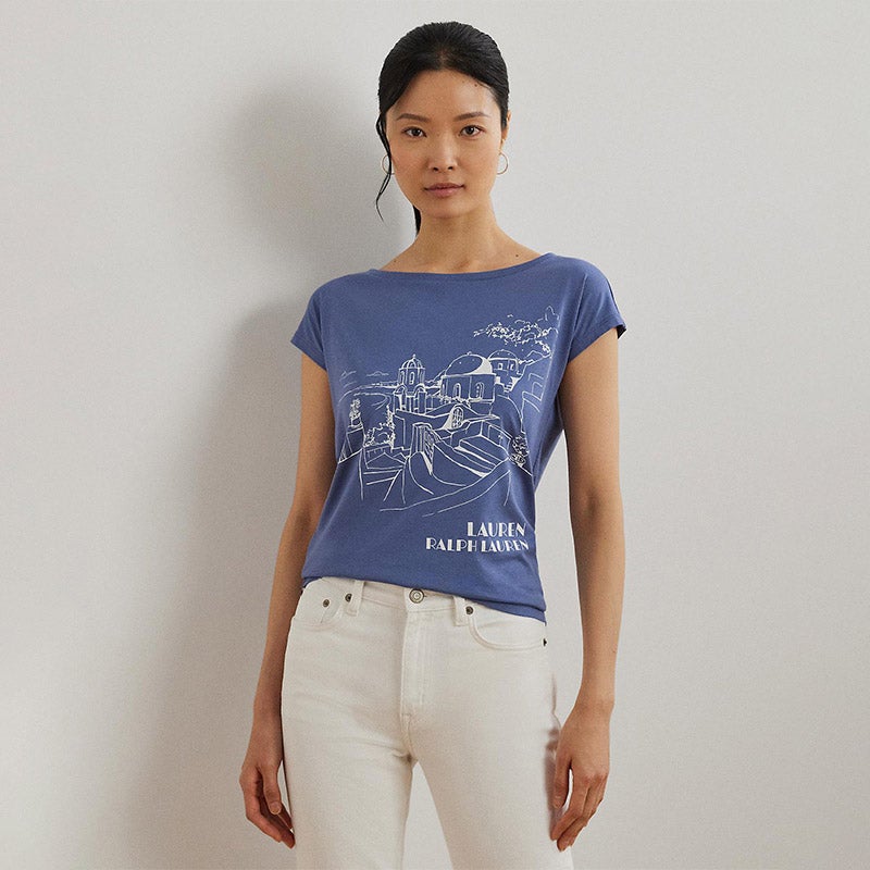 コットンブレンド ジャージー グラフィック Tシャツ