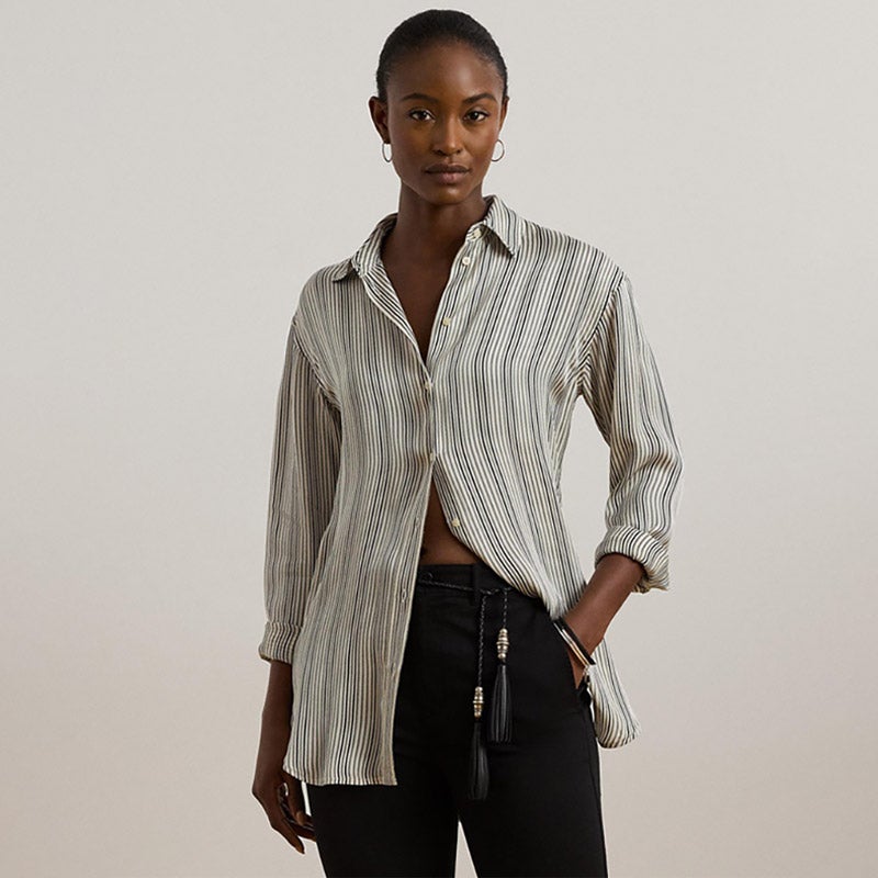 LAUREN RALPH LAUREN タイフロント コットンブレンド クルー