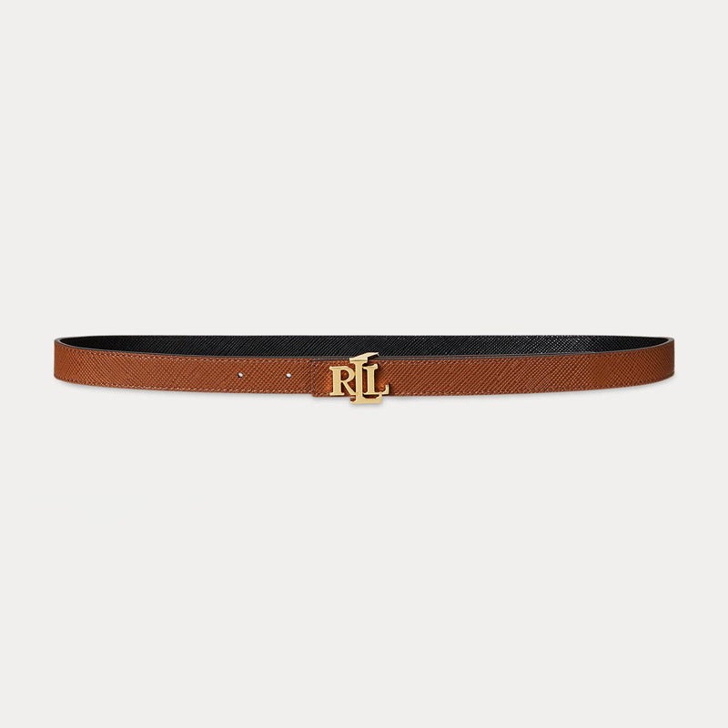 Lauren Ralph Lauren ロゴ リバーシブル ペブルドレザーベルト ロゴ リバーシブル レザー ベルト