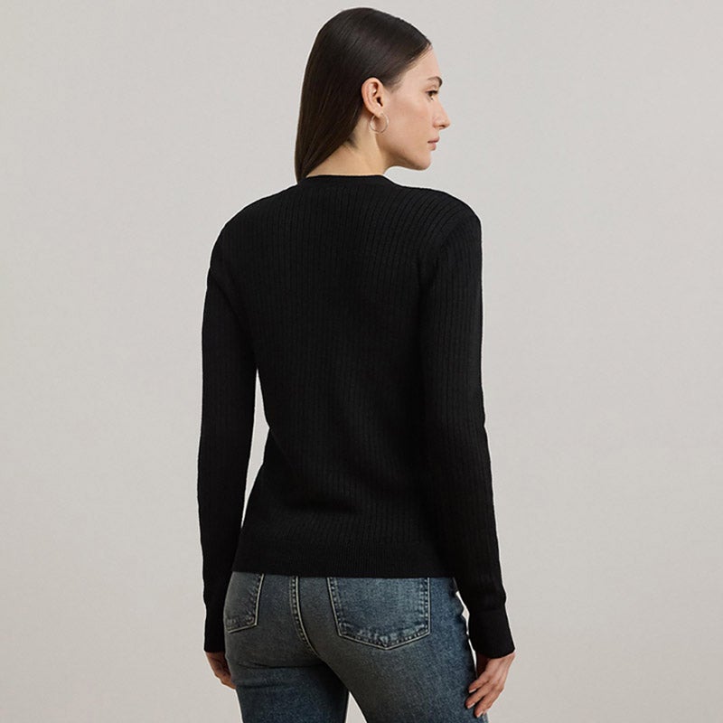 LAUREN RALPH LAUREN リブニット リネンブレンド Vネック