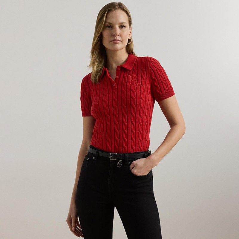 LAUREN RALPH LAUREN ケーブルニット コットン ポロ セーター