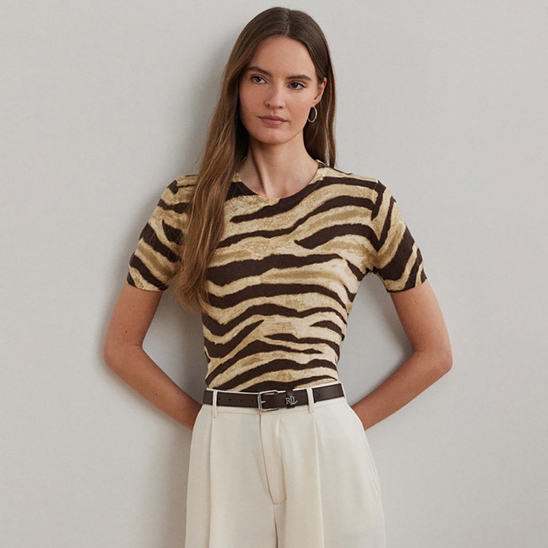 LAUREN RALPH LAUREN プリント リネンコットン ショートスリーブ