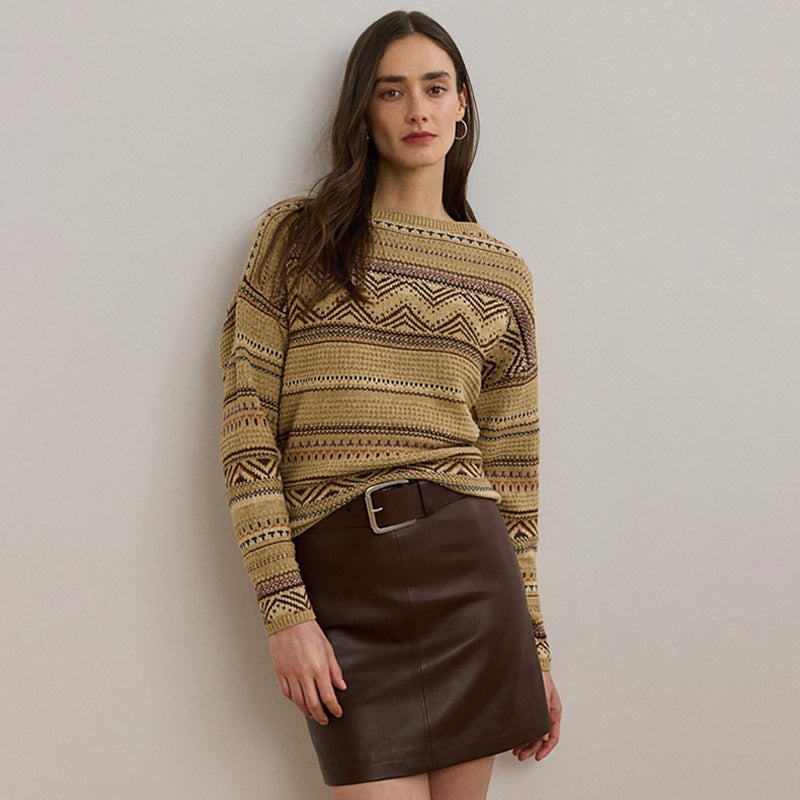 LAUREN RALPH LAUREN ジオストライプ コットンリネン セーター