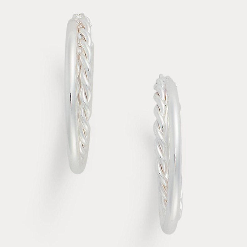 シルバープレーテッド ツイステッド フープ ピアス