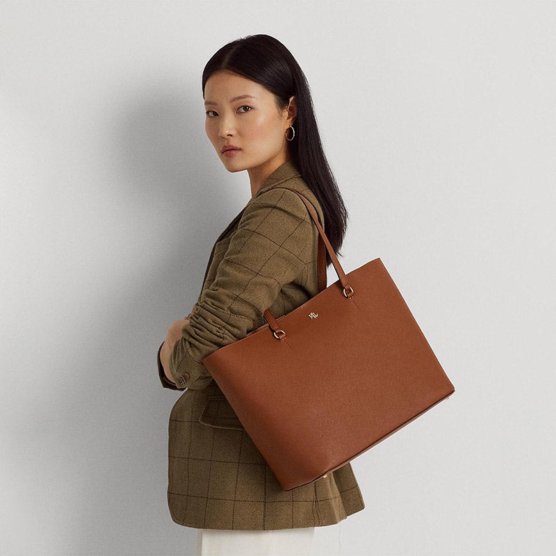 LAUREN RALPH LAUREN クロスハッチ レザー ラージ Karly トート
