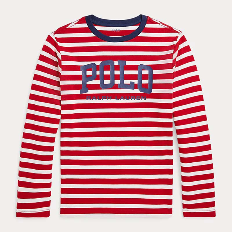 ロゴ ストライプド コットン ロングスリーブ Tシャツ