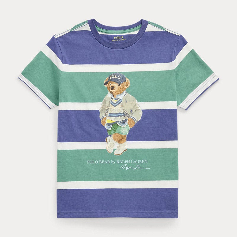 Polo ベア ストライプド コットン ジャージー Tシャツ