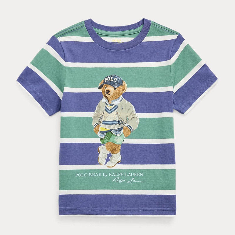 Polo ベア ストライプド コットン ジャージー Tシャツ