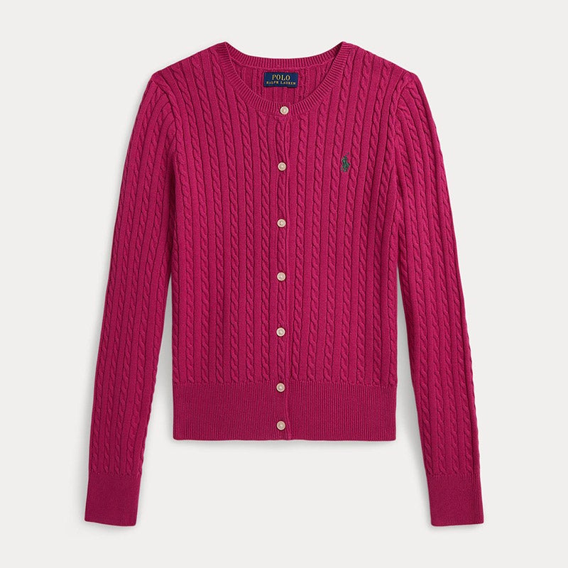 RALPH LAUREN◆カーディガン(厚手)/--/コットン/RED/無地/胸部シミ有 RALPH LAUREN(ラルフローレン) / カーディガン(厚手