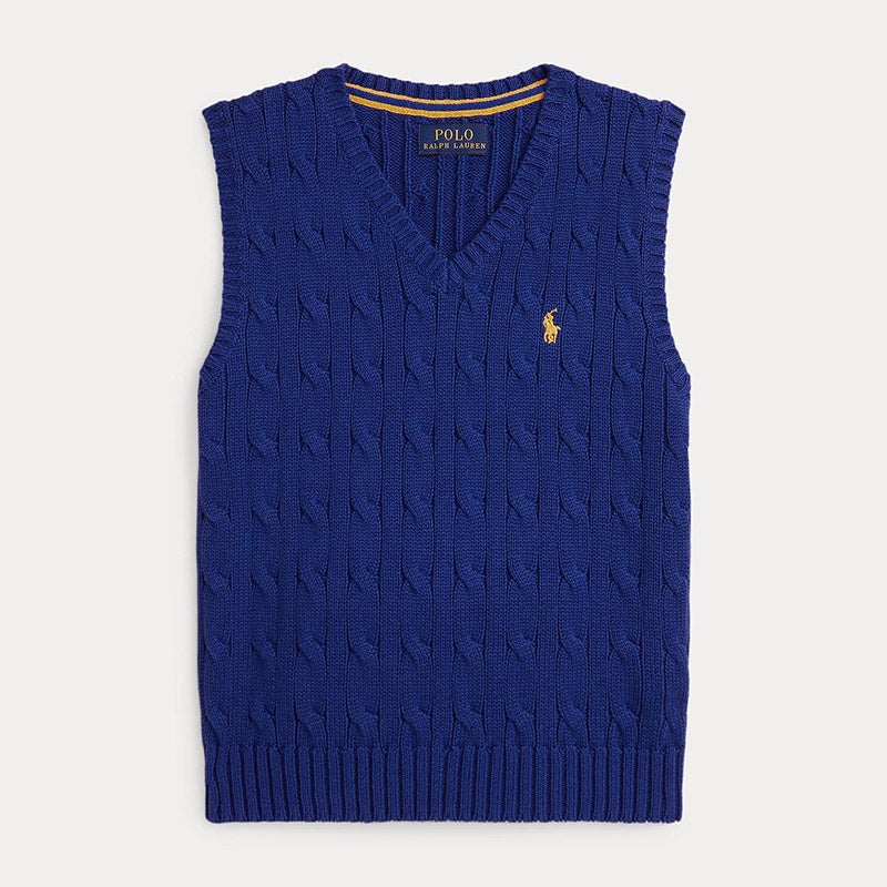 Polo by Ralph Laurenニットベスト ケーブルニット カラー刺繍 POLO RALPH LAUREN ベスト ジレ ケーブルニット コットン