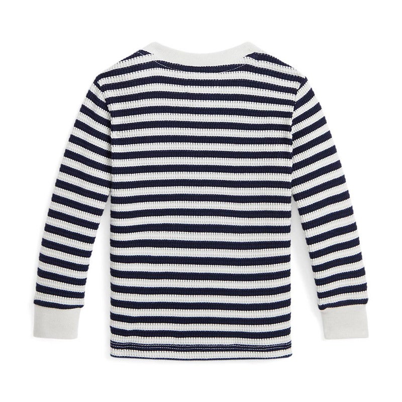 RALPH LAUREN BABY ストライプド ワッフル コットン ロングスリーブ T