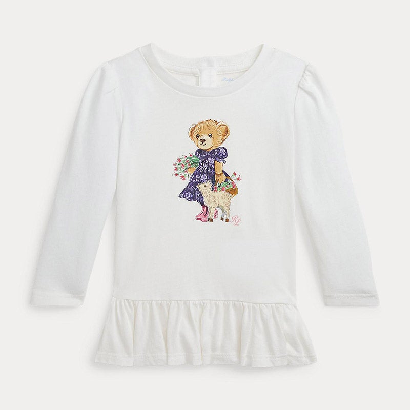 Polo ベア コットン ジャージー ペプラム Tシャツ
