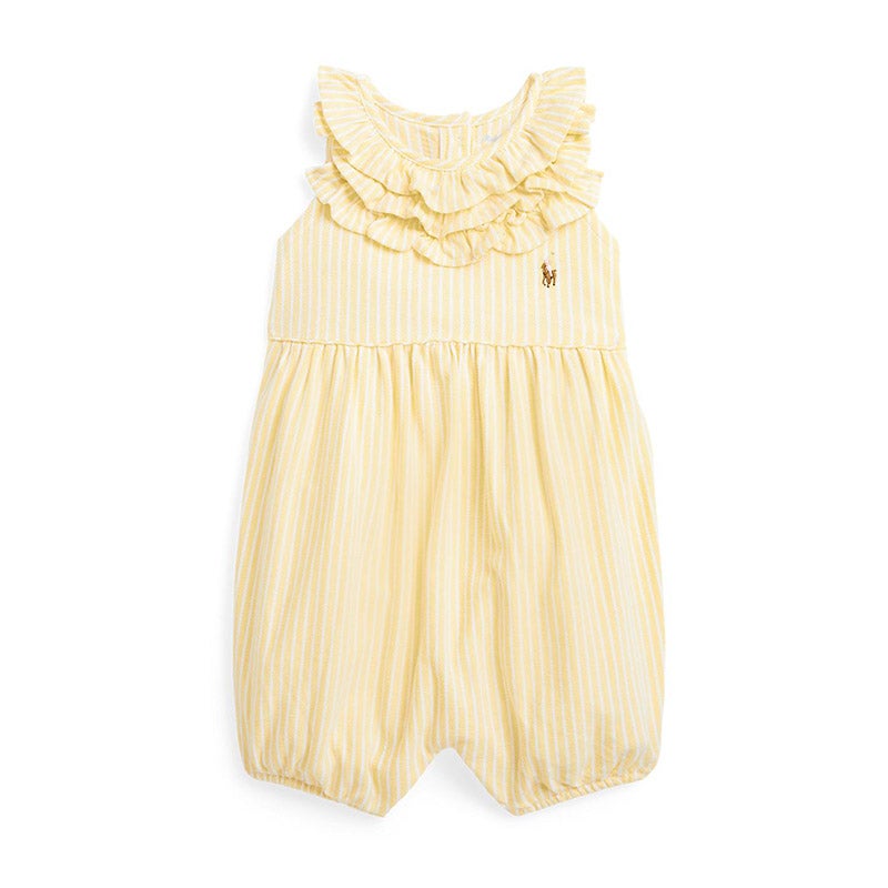 RALPH LAUREN BABY ストライプド ラッフルド メッシュ バブル ショート