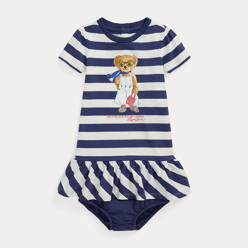 ストライプド Polo ベア コットン ドレス & ブルマー