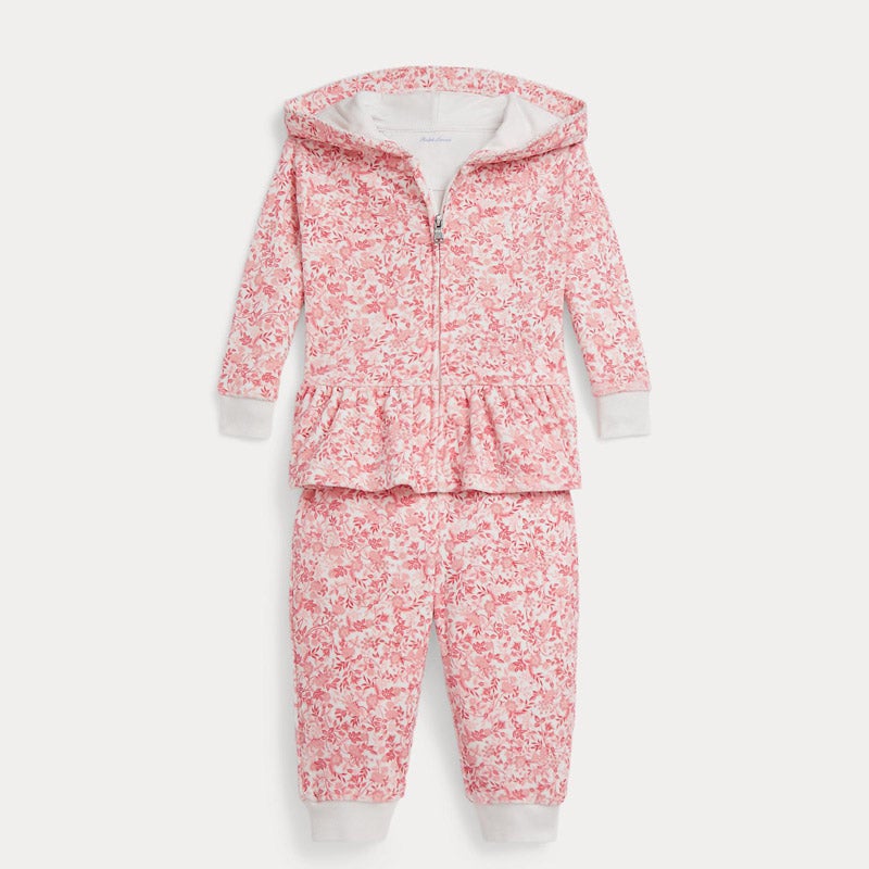 Ralph Lauren フルジップ フーディ&パンツ 上下セットアップ RALPH LAUREN BABY フローラル ベロア フルジップ フーディ
