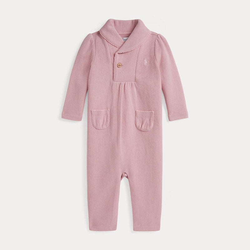【todaka0414 】Ralph Lauren ベージュ カバーオール RALPH LAUREN BABY ストライプド ニット オックスフォード