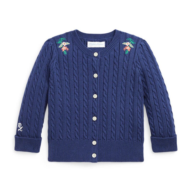 RALPH LAUREN BABY フローラル ミニケーブル コットン カーディガン