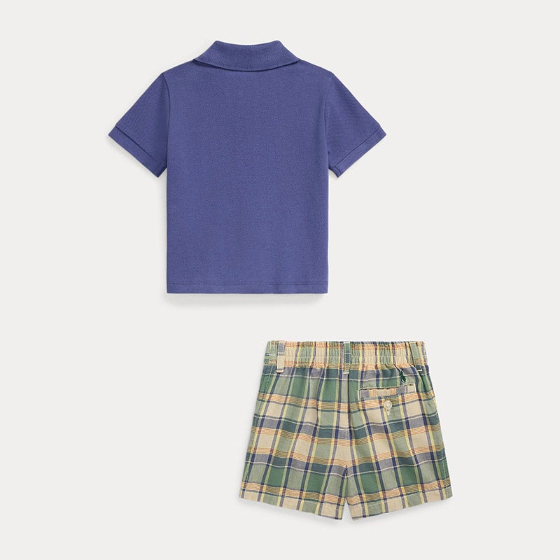 RALPH LAUREN BABY コットン ポロシャツ & マドラス ショート