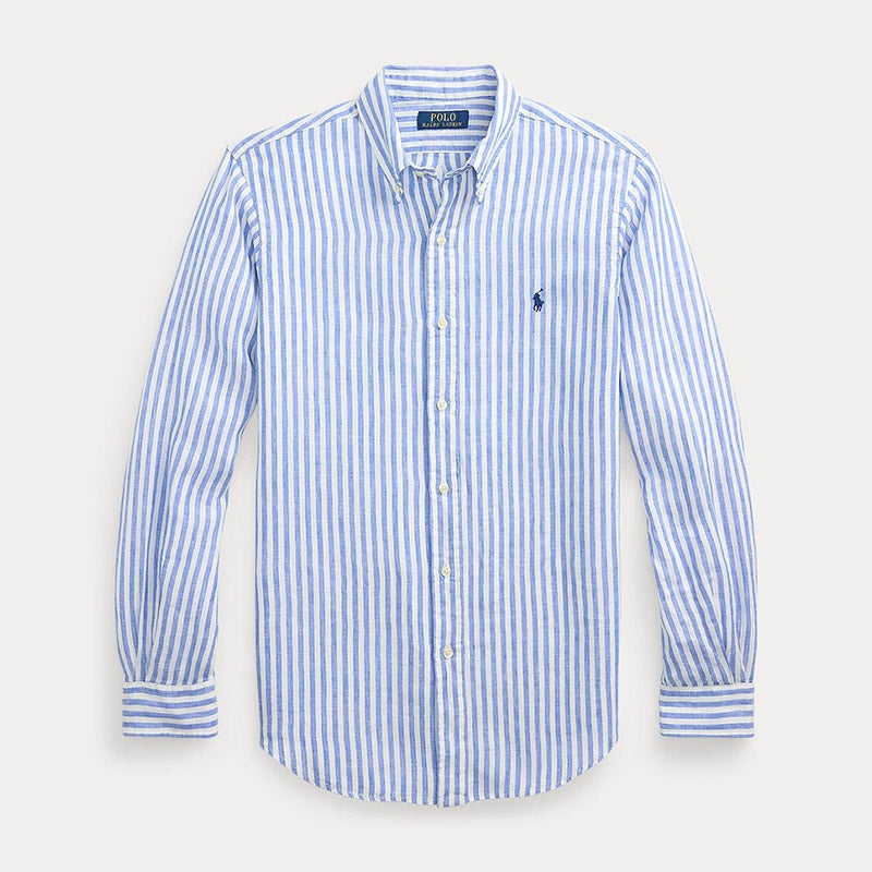 POLO RALPH LAUREN リネン100% ストライプ シャツ ブルー POLO RALPH LAUREN リネン100% ストライプ シャツ ブルー トップス