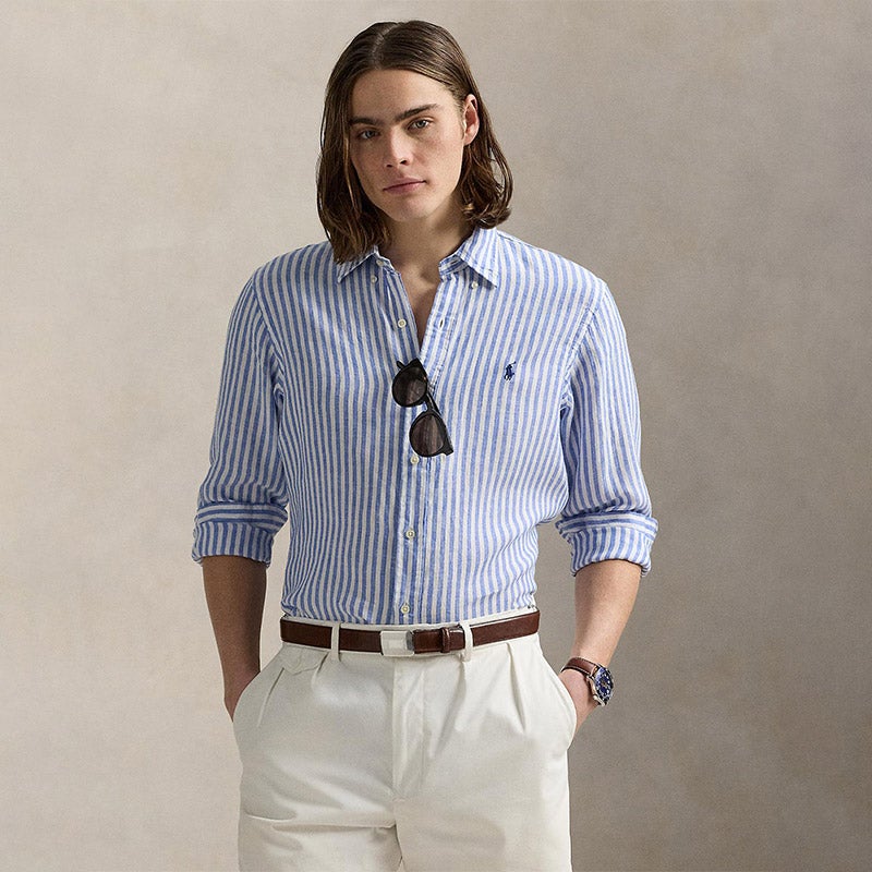 国内直営【POLO RALPH LAUREN】ストライプド リネン シャツ POLO RALPH LAUREN（メンズ） クラシック フィット ストライプド