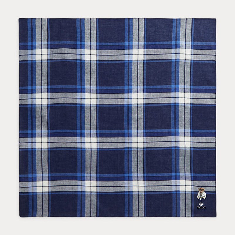 Polo ベア チェック コットン ハンカチーフ