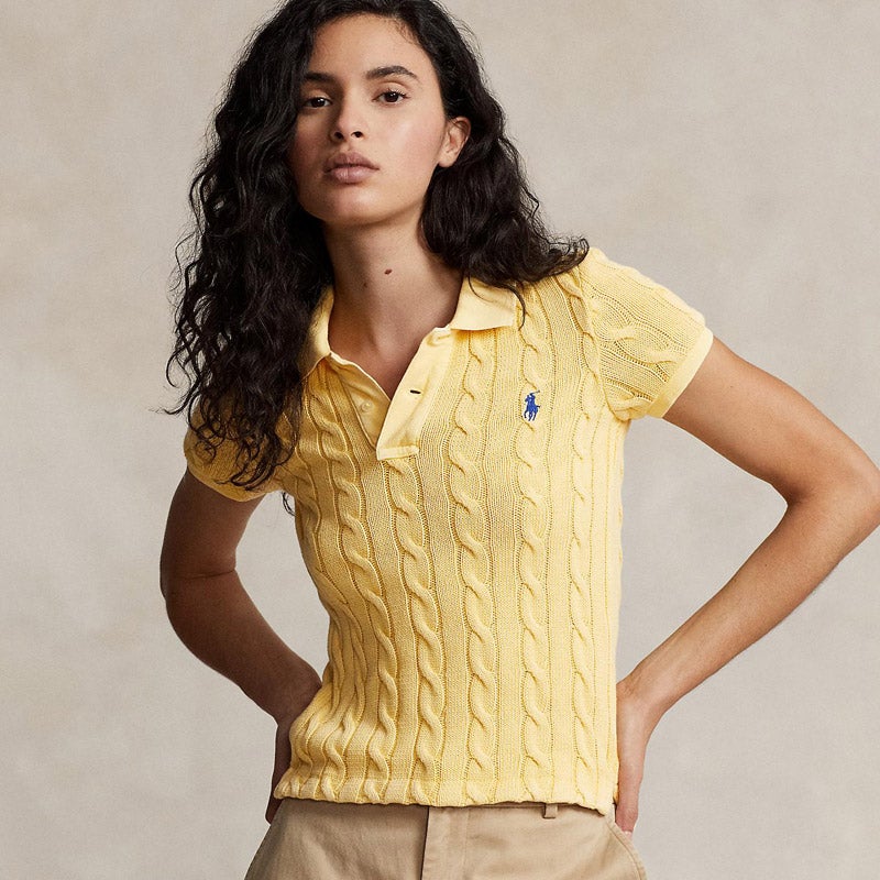 POLO RALPH LAUREN スリーブレス ケーブルニット ポロシャツ POLO RALPH LAUREN スリーブレス ケーブルニット ポロシャツ