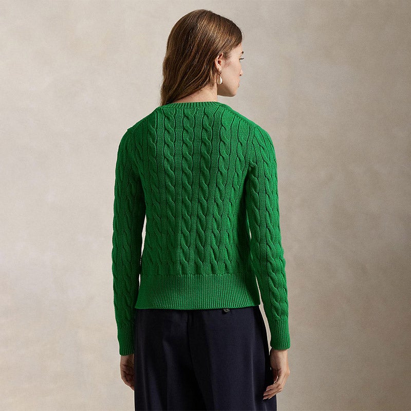 ラルフローレン　綿１００％　ニット　カーディガン　グリーン　美品 POLO RALPH LAUREN（ウィメンズ） ケーブルニット コットン