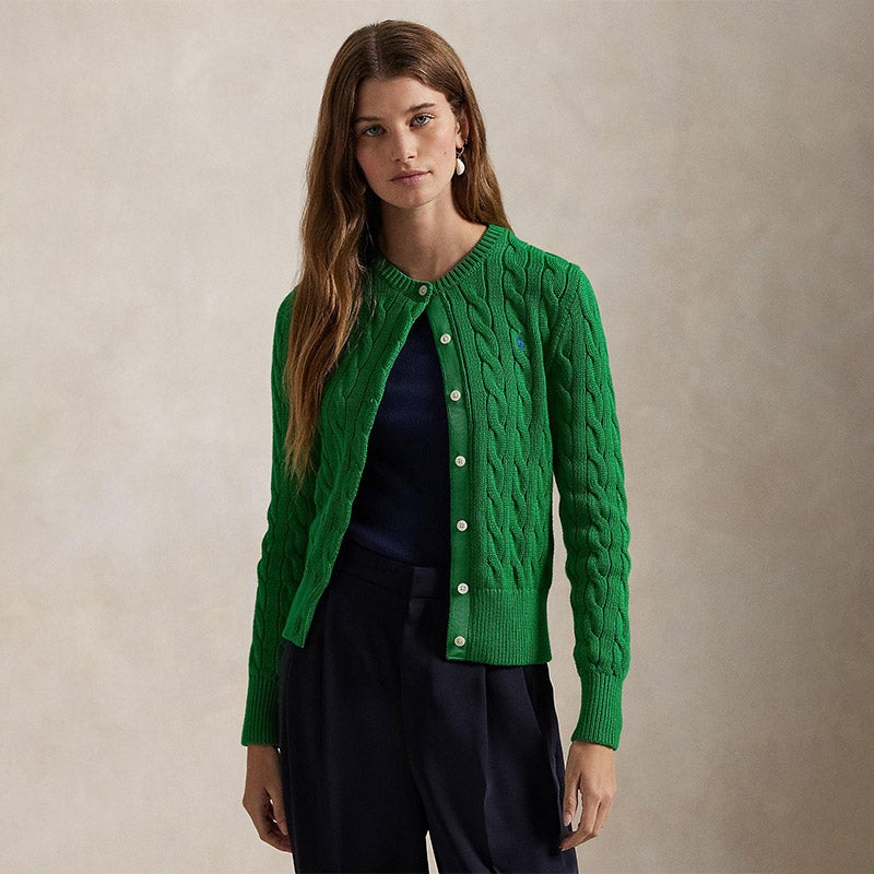 POLO RALPH LAUREN ケーブルニットカーディガン グリーン POLO RALPH LAUREN（ウィメンズ） ケーブルニット コットン