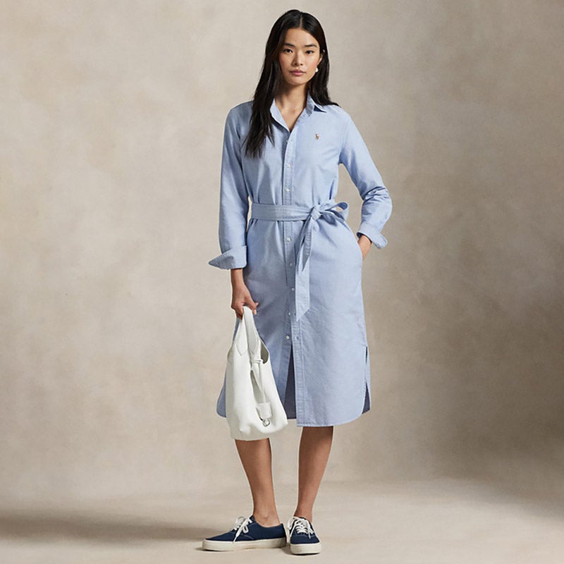 【POLO RALPH LAUREN】コットン ベルト付き マキシ シャツドレス ベルテッド ストライプド コットン シャツドレス （ロング