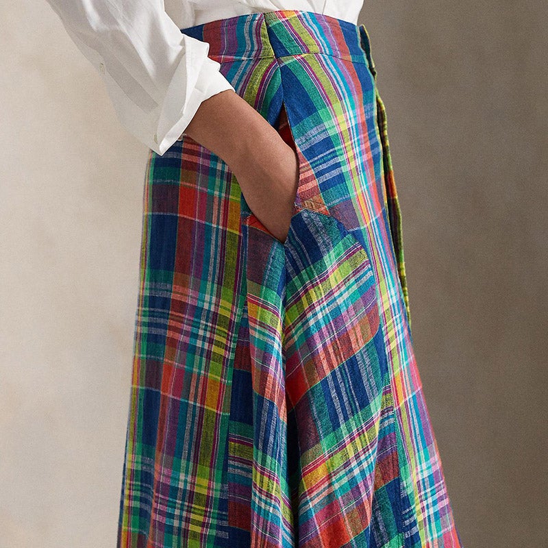 Polo Ralph Lauren☆チェックリネンマキシドレス 関税送料込み 送料関税込□POLO RALPH LAUREN□チェック柄リネンマキシドレス