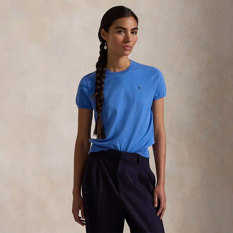 POLO コットンブレンド ショートスリーブ セーター ネイビー L POLO RALPH LAUREN（ウィメンズ） コットンブレンド ショート