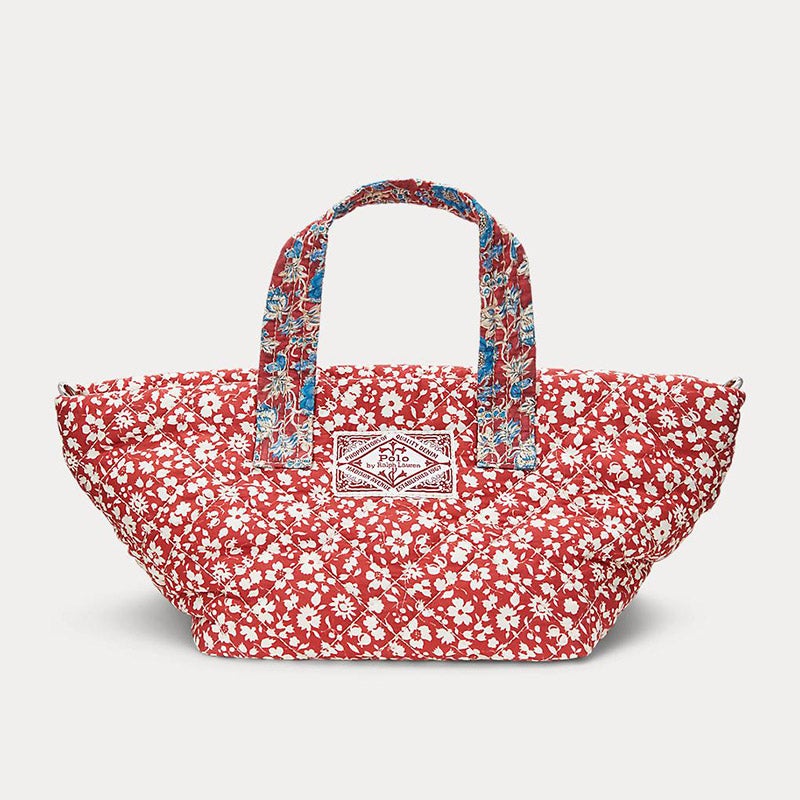 華やかさ◎【POLO RALPH LAUREN】キルテッド フローラル トート キルテッド フローラル コットン エクストララージ トート