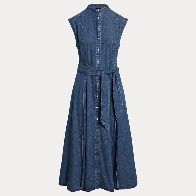 ベルト付でスタイルアップ♪【Polo Ralph Lauren】デニム ドレス POLO RALPH LAUREN（ウィメンズ） ベルテッド デニム スリーブ