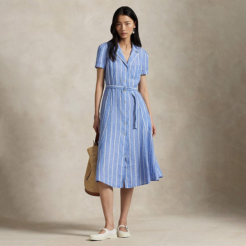 【Ralph Lauren】爽やかシルクブレンド★ストライプドレス RALPH LAUREN｜ストライプド コットン ブロードクロス シャツ