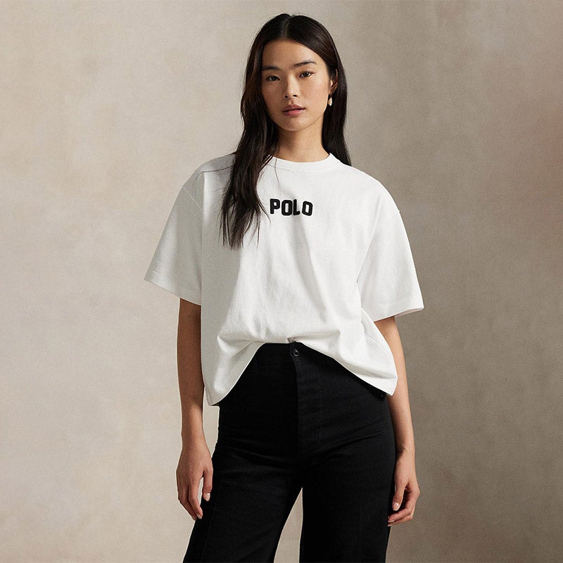 ロゴ コットン ジャージー クルーネック Tシャツ