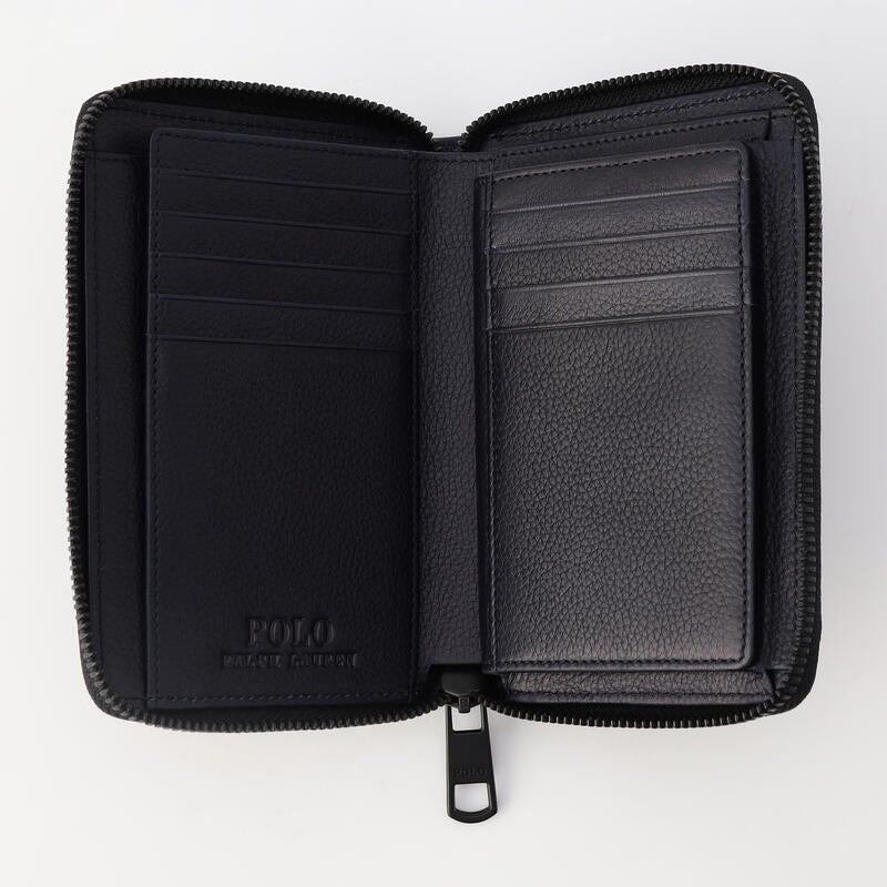 ポロ　ラルフローレン　黒　ブラック　ラウンドファスナー　財布　東武百貨店購入 POLO RALPH LAUREN（紳士雑貨） 【N Soft Shrink】縦型ラウンド
