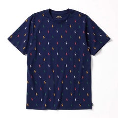 【ORGANIC COTTON】マルチカラーポロプレイヤープリントショートスリーブクルーネックシャツ RM8-X204