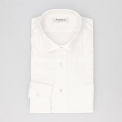 綿100％白無地長袖ワイシャツシャツ ワイドカラー