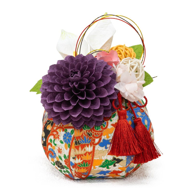 手毬 越前和紙の花アレンジ 大 バイオレット