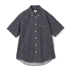 【日本製】綿100％小花柄半袖ボタンダウンシャツ