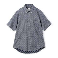 【日本製】綿100％変形ペリズリー柄半袖ボタンダウンシャツ