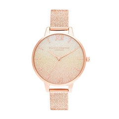 Under The Sea - Sunset Ombre Glitter Demi Dial Rose Gold Boucle Mesh