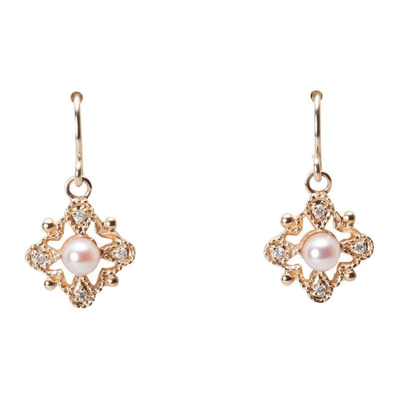 Lace パールピアス K10