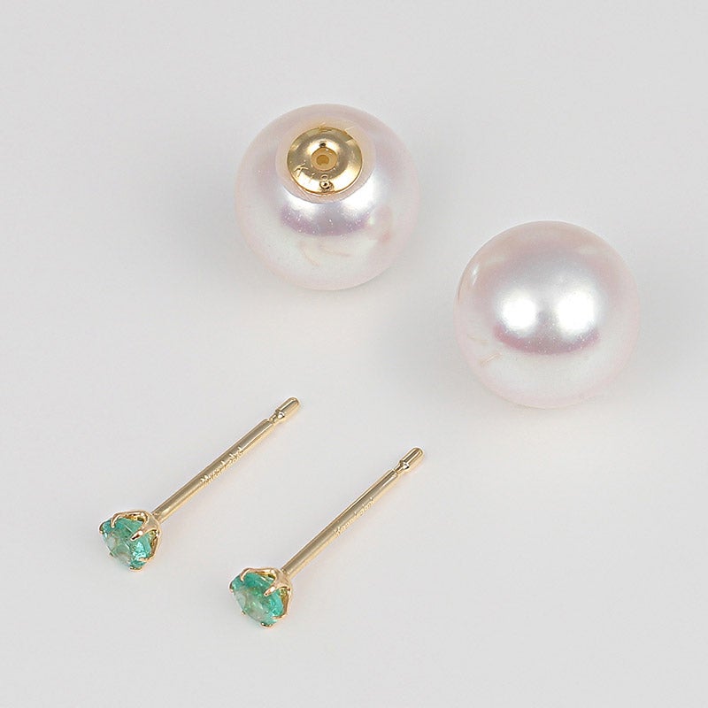 Moon Label（ムーンレーベル） Gemini エメラルドピアス K18