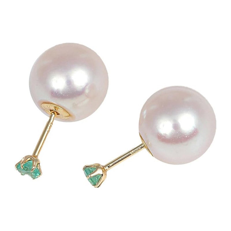 エメラルド ピアス 18k K18YG 18金 イエロー ゴールド シンプル