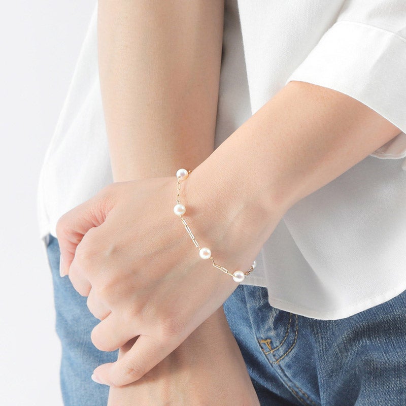 「かわいい～！」 Moon Label（ムーンレーベル） 5.5mm アコヤ真珠ブレスレット アクセサリー