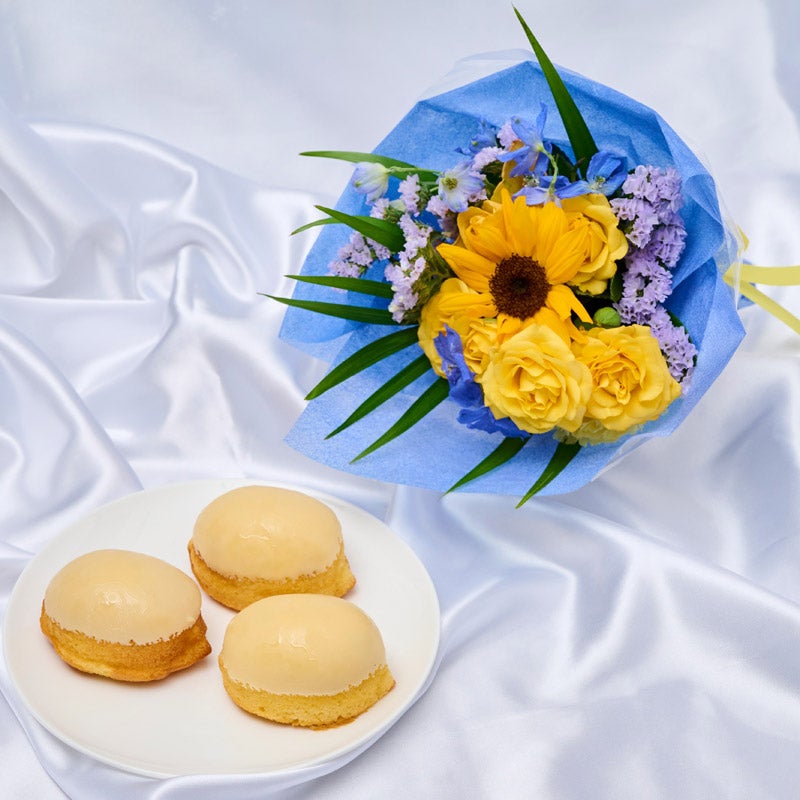 【父の日】ひまわりの花束と大人のレモンケーキ