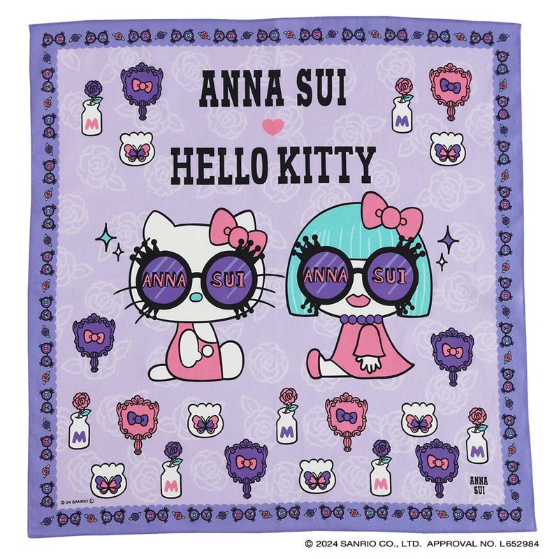 ANNA SUI × HELLO KITTY 大判 プリントハンカチ（約52cm） 0001