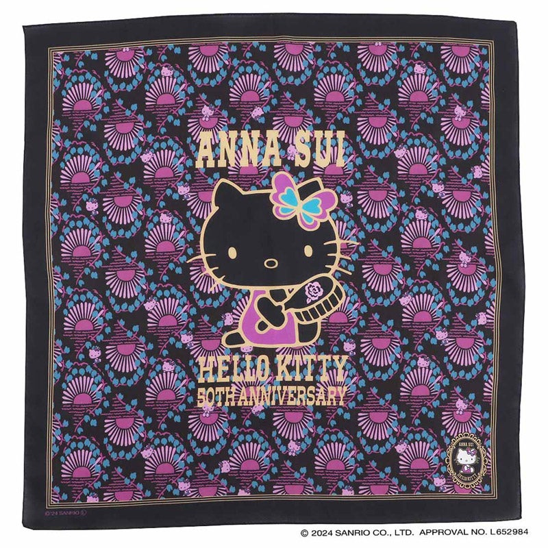 ANNA SUI × HELLO KITTY 大判 プリントハンカチ（約58cm） 0001